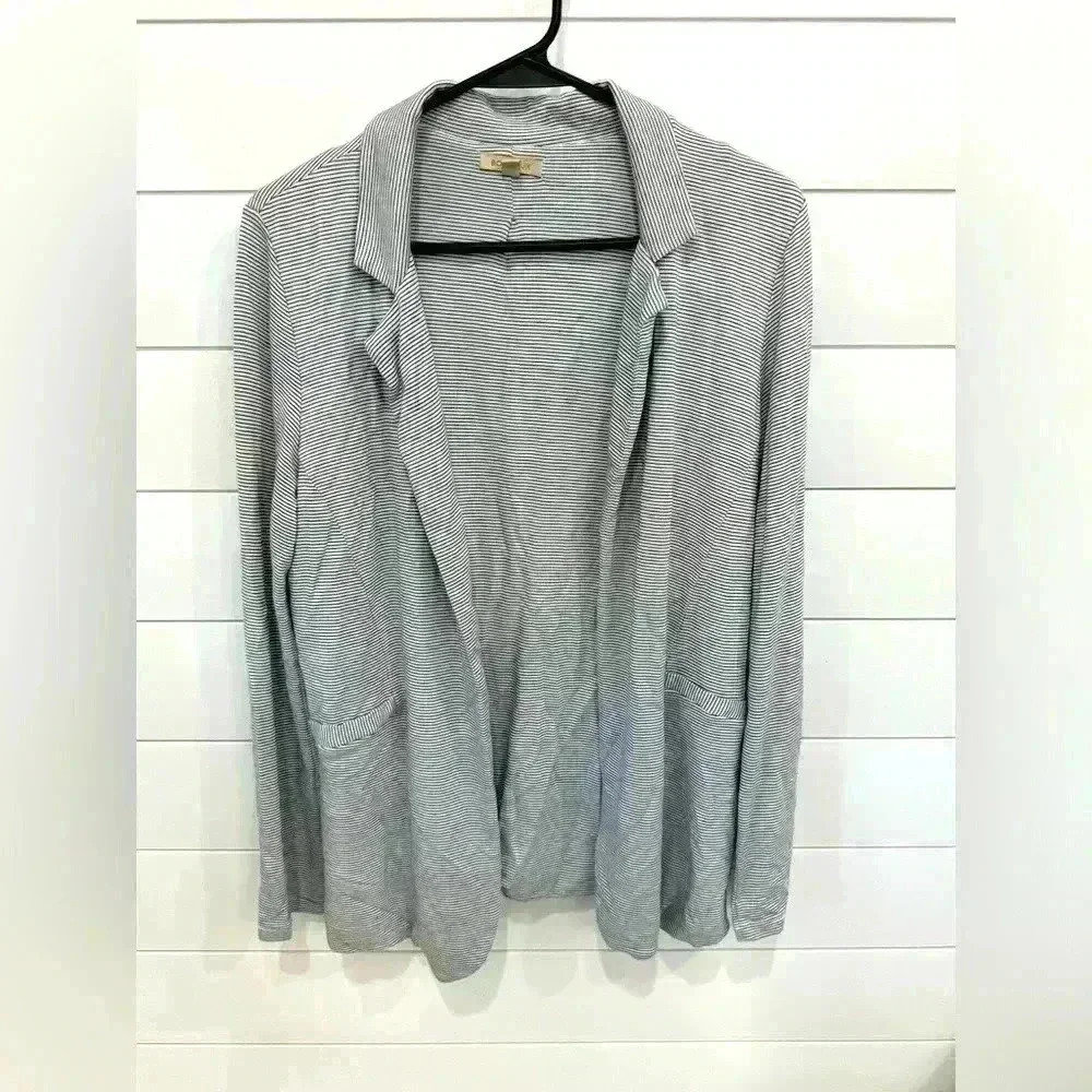 Anthropologie Bordeaux Open Front Striped Jersey Blazer Jacket Long Sleeve Small